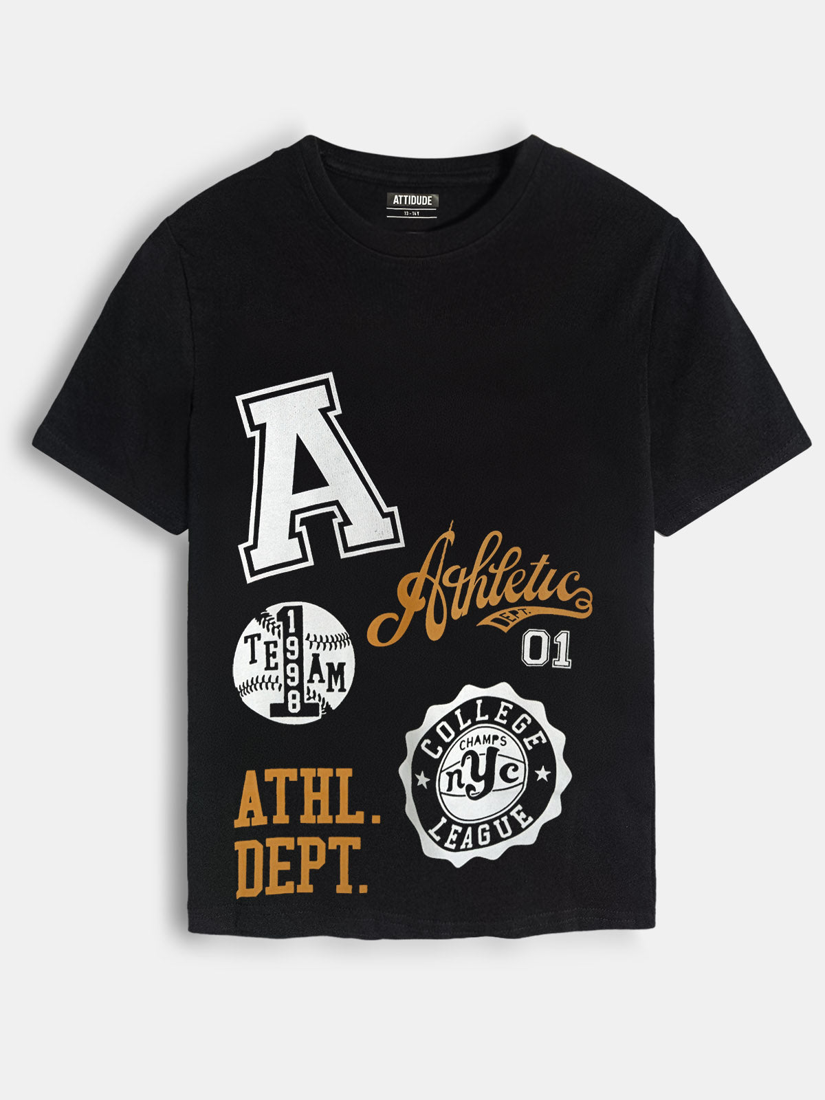 Older Boys Printed Black T-Shirt