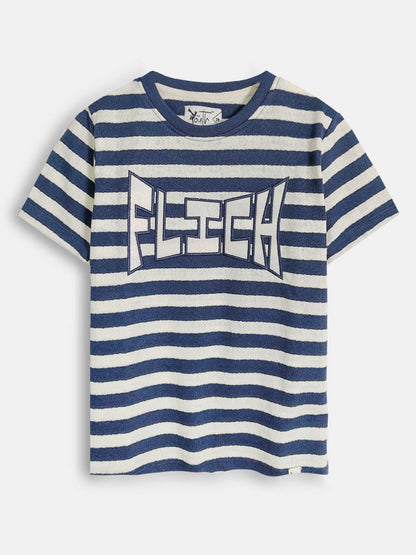 Boys Jacquard Applique Navy T-Shirt