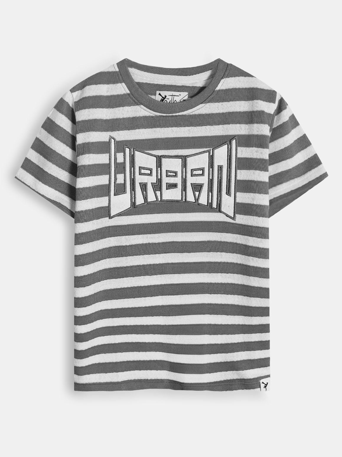 Boys Jacquard Applique Grey T-Shirt