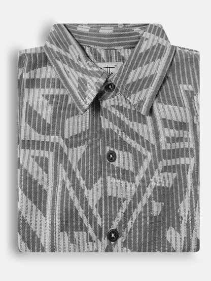 Boys Grey Jacquard Knit Shirt