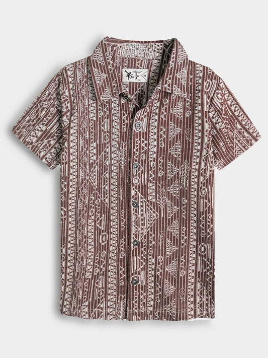 Boys Brown Jacquard Knit Shirt