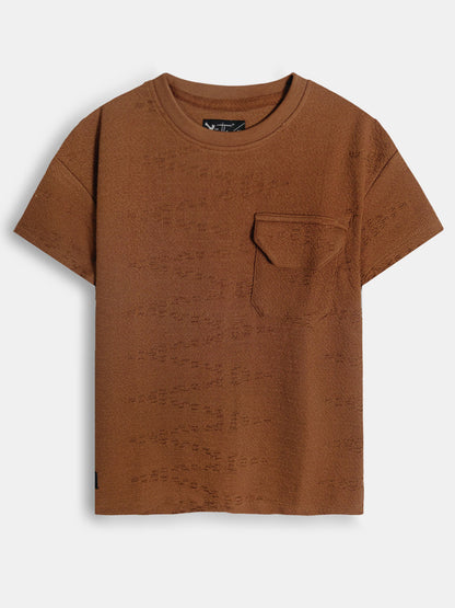 Boys Burnout Oversize Fit Brown Tee