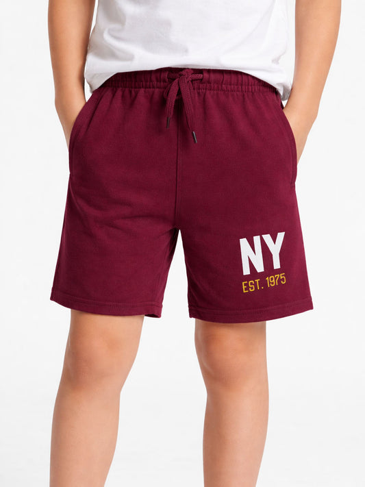 Boys Maroon Knit Shorts