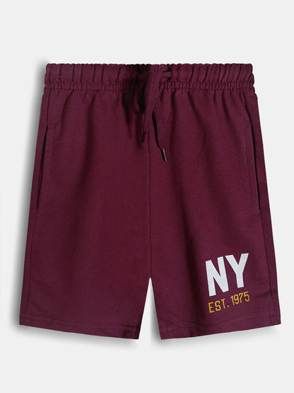 Boys Maroon Knit Shorts