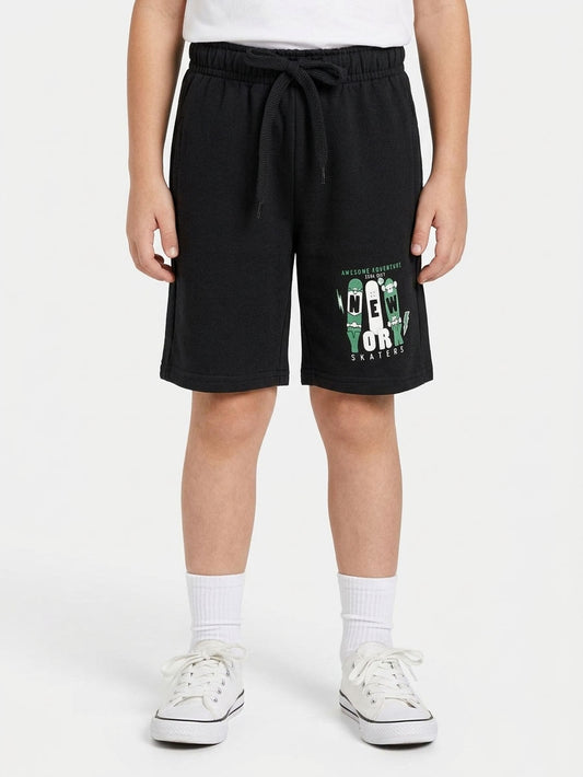 Boys Black Knit Shorts