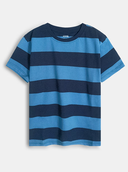 Boys Rugby Navy Striped T-Shirt