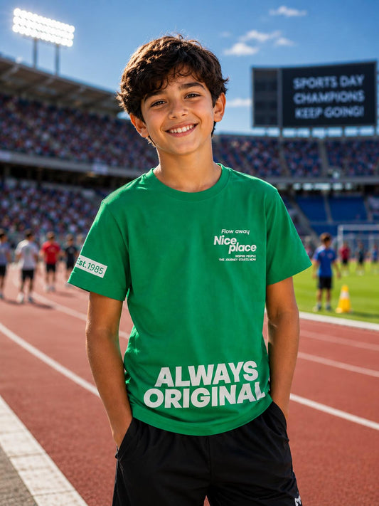 Boys Printed Green T-Shirt