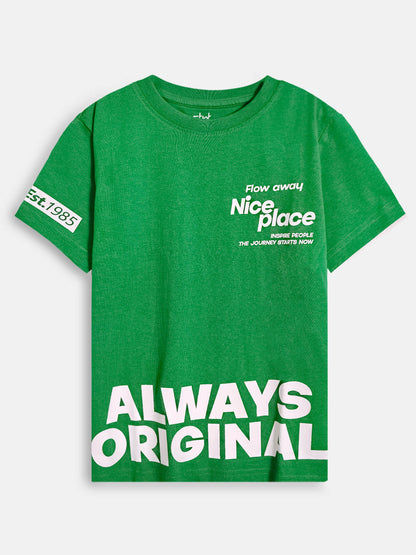 Boys Printed Green T-Shirt