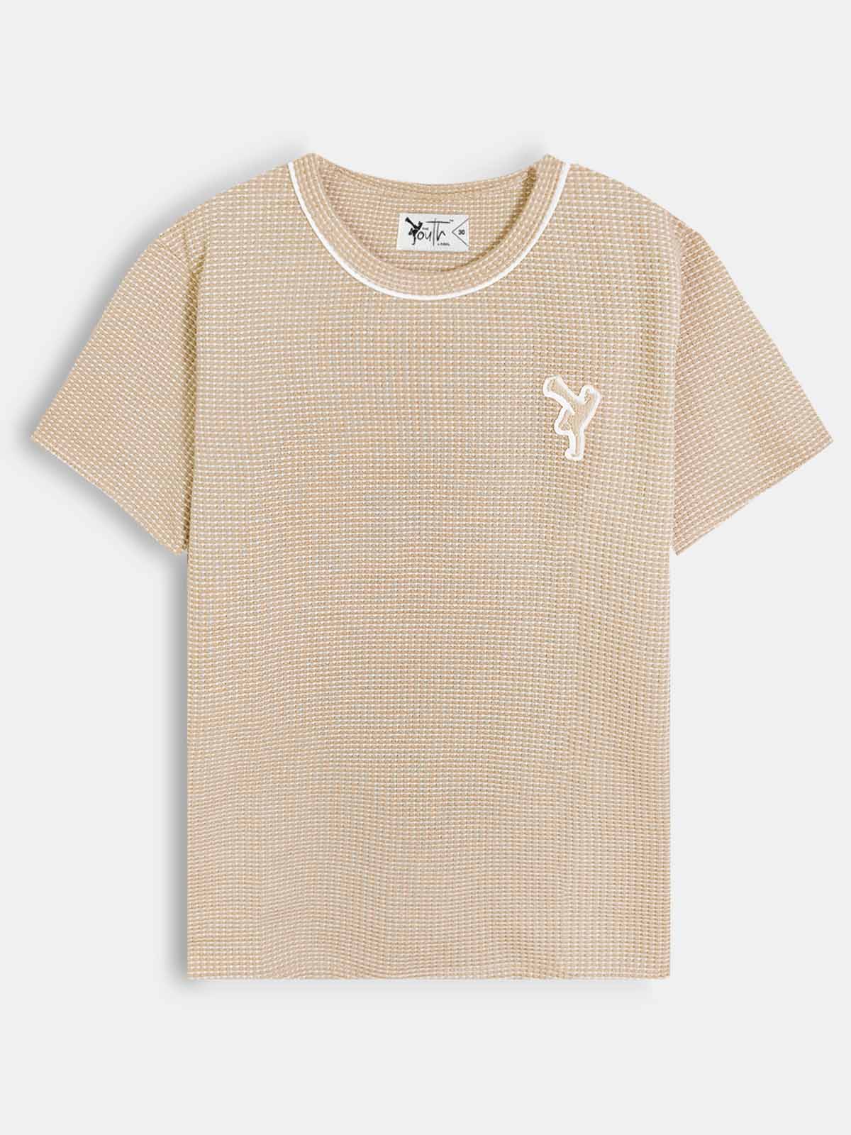 Boys Twotone Waffle T-Shirt L.Brown