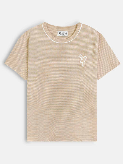 Boys Twotone Waffle T-Shirt L.Brown