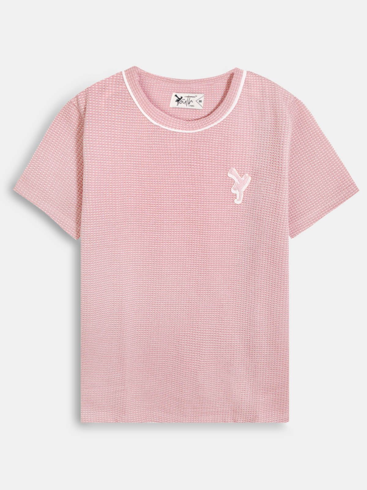 Boys Twotone Waffle T-Shirt Peach