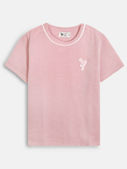 Boys Twotone Waffle T-Shirt Peach