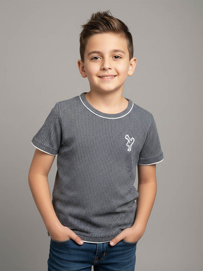 Boys Twotone Waffle T-Shirt Navy
