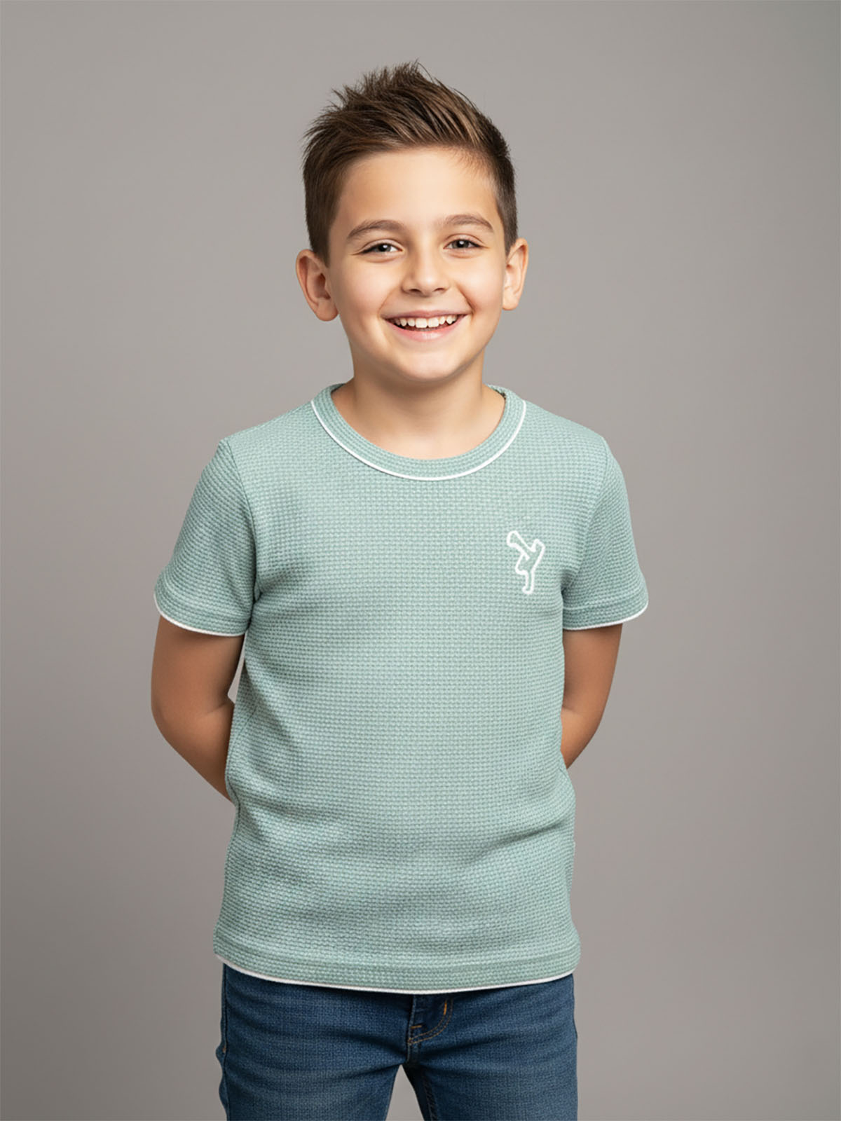 Boys Twotone Waffle T-Shirt Green