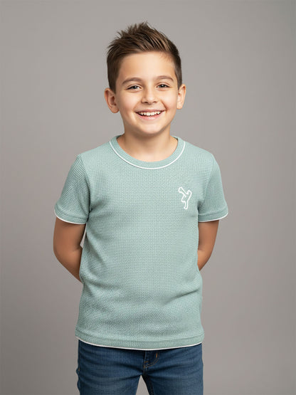 Boys Twotone Waffle T-Shirt Green