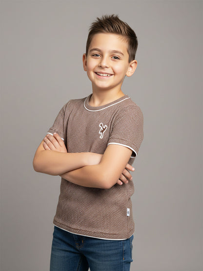 Boys Twotone Waffle T-Shirt D.Brown