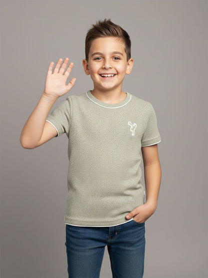 Boys Twotone Waffle T-Shirt Olive