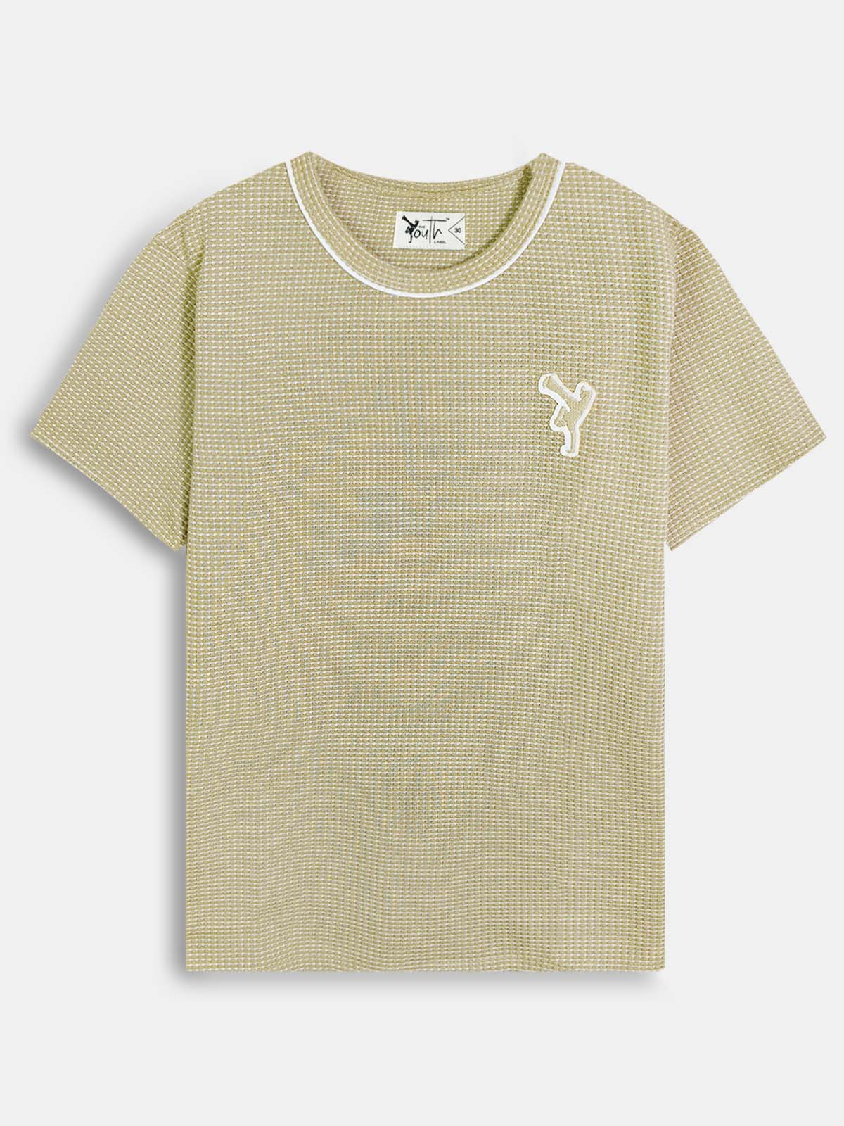 Boys Twotone Waffle T-Shirt Olive