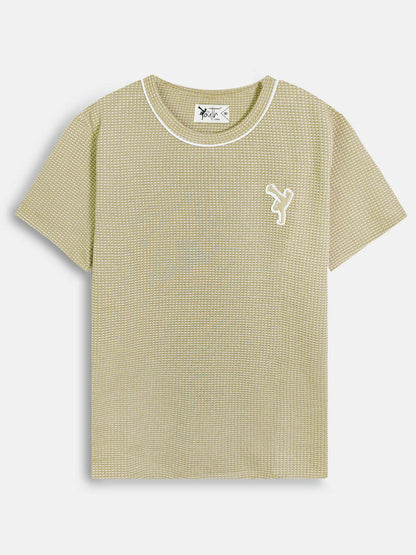 Boys Twotone Waffle T-Shirt Olive