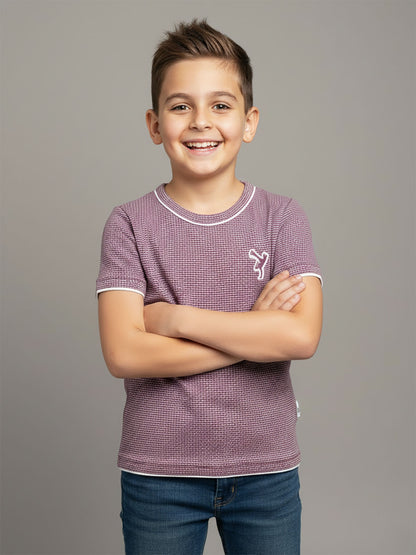 Boys Twotone Waffle T-Shirt Maroon