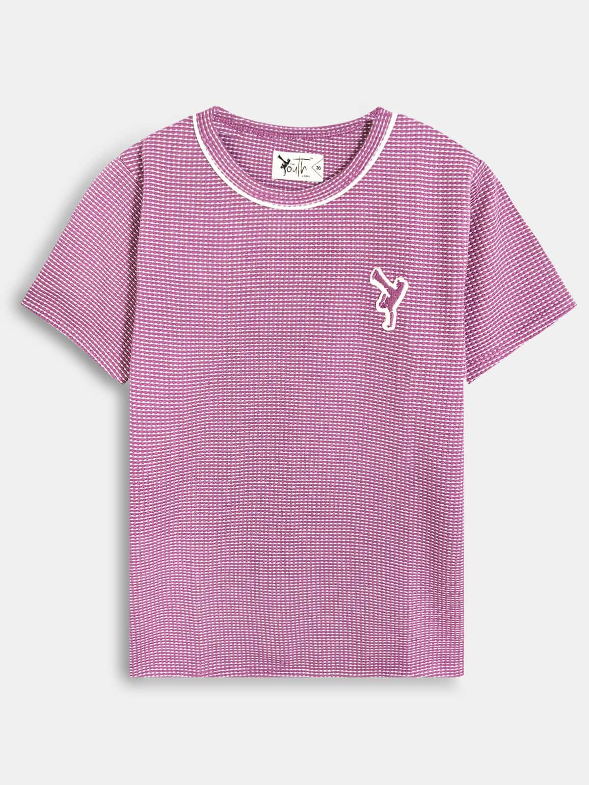 Boys Twotone Waffle T-Shirt Maroon