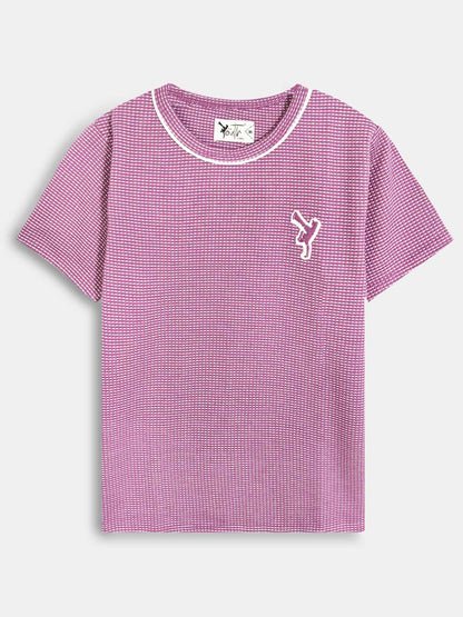 Boys Twotone Waffle T-Shirt Maroon