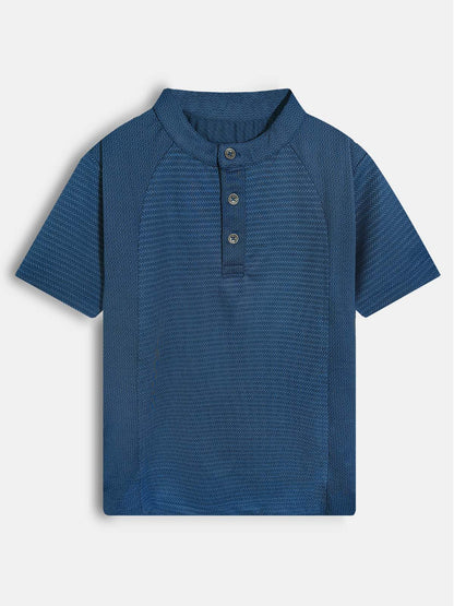 Boys Henley Neck Navy T-Shirt