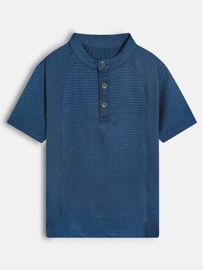 Boys Henley Neck Navy T-Shirt