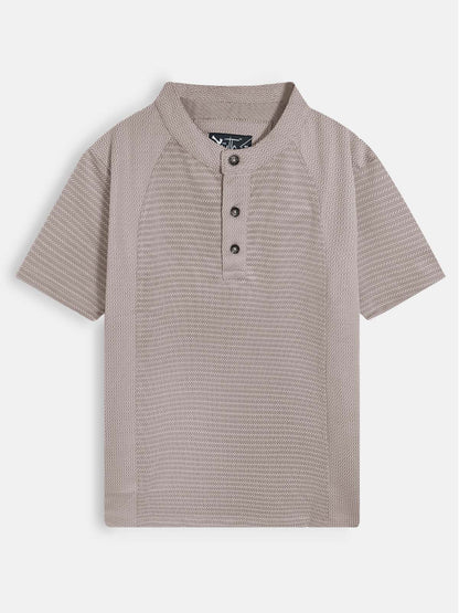 Boys Henley Neck Grey T-Shirt