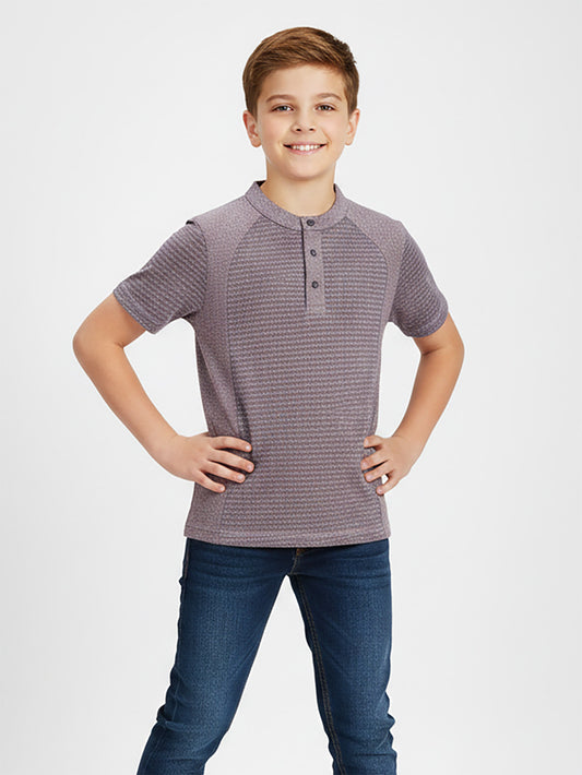 Boys Henley Neck Purple T-Shirt