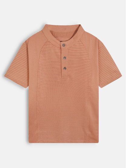 Boys Henley Neck Brown T-Shirt