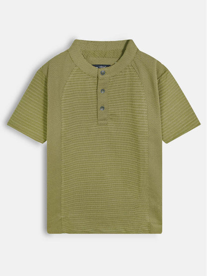 Boys Henley Neck Green T-Shirt