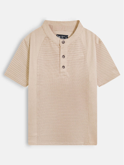 Boys Henley Neck Cream T-Shirt