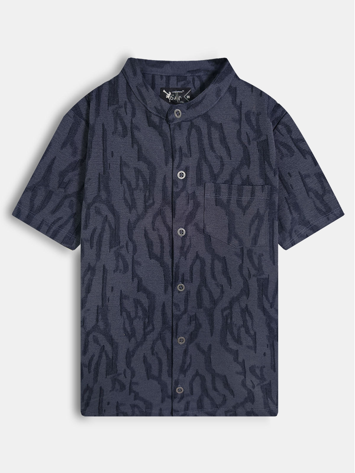 Boys Knit Chinese Collar Shirt Navy