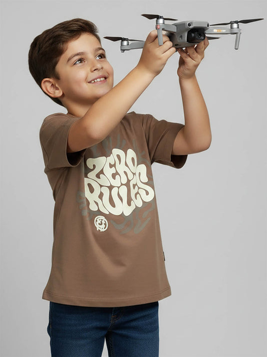 Boys Oversize Fit Brown T-shirt