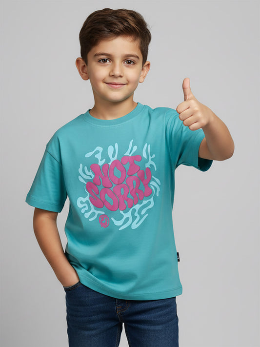 Boys Oversize Fit Blue T-shirt