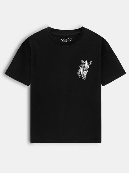 Boys Printed Oversize Fit Black T-Shirt