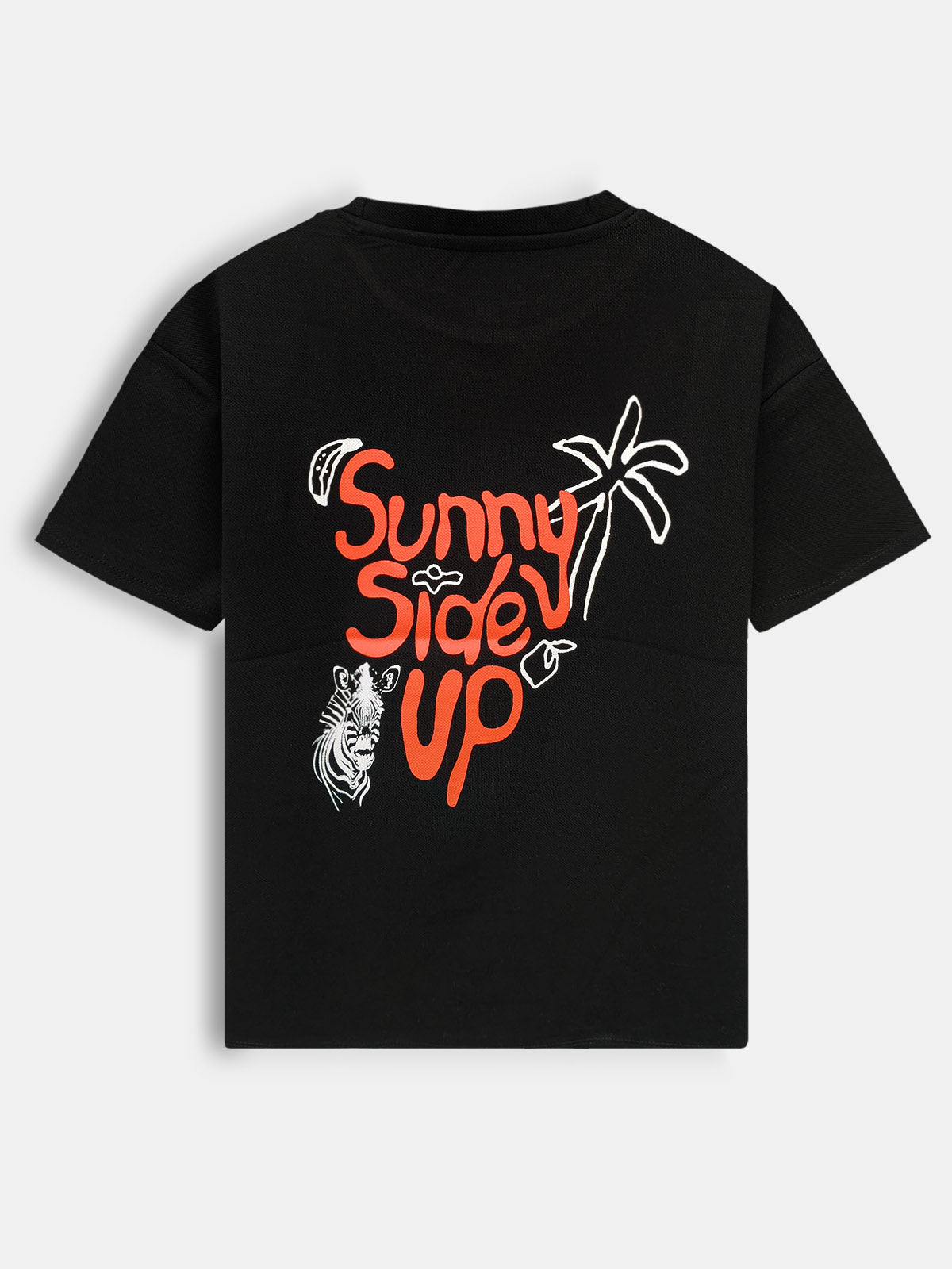 Boys Printed Oversize Fit Black T-Shirt