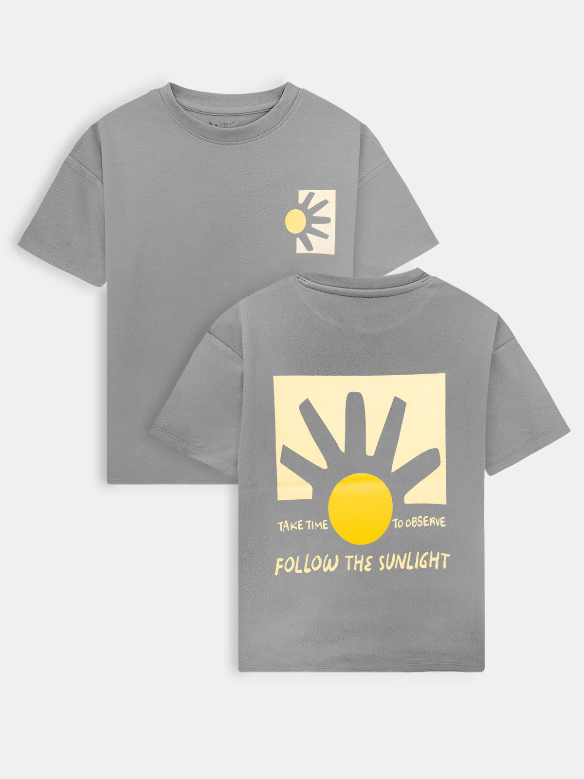 Boys Printed Oversize Fit Grey T-Shirt