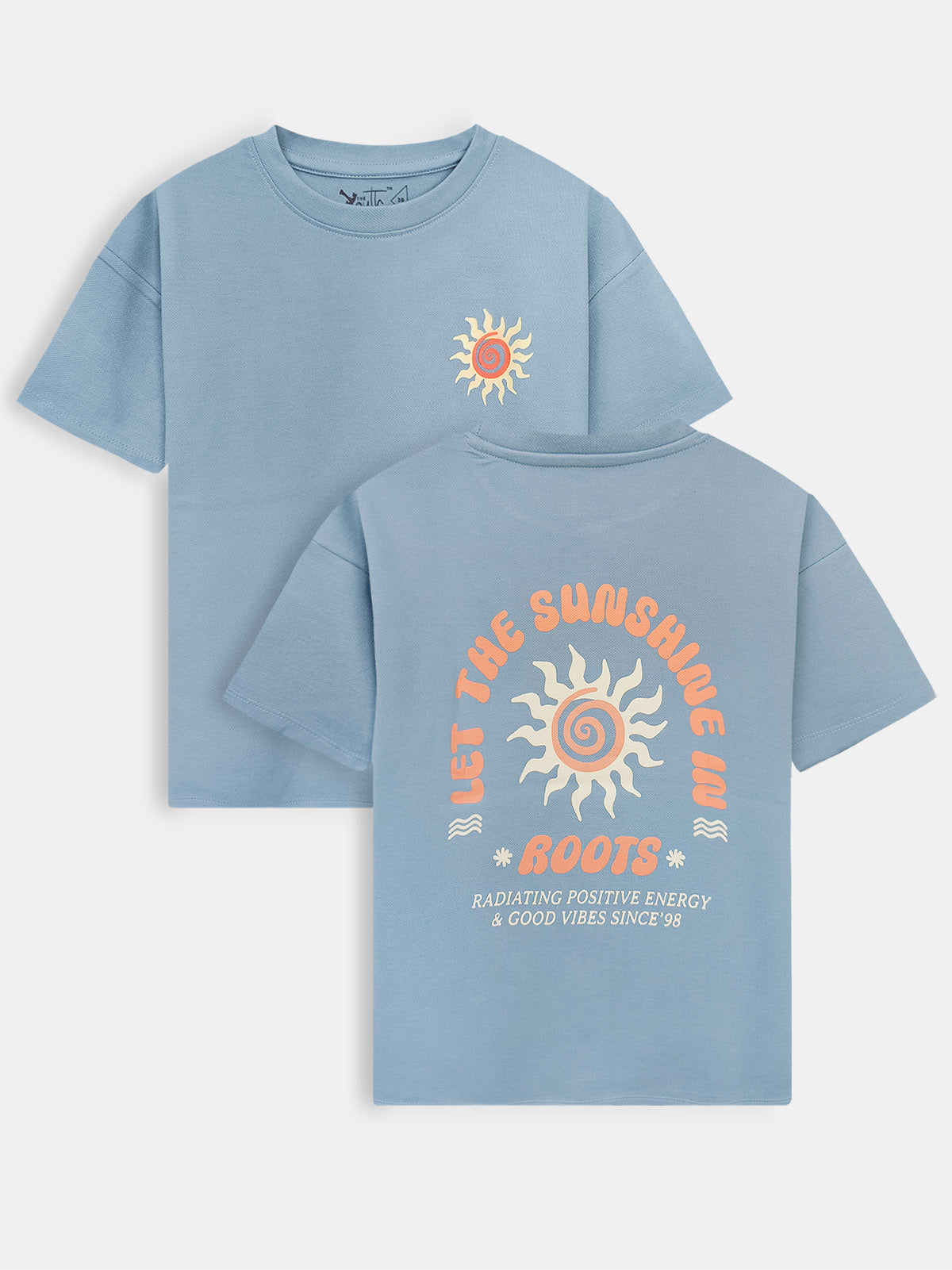 Boys Printed Oversize Fit Blue T-Shirt