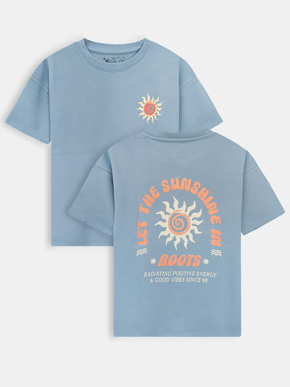Boys Printed Oversize Fit Blue T-Shirt