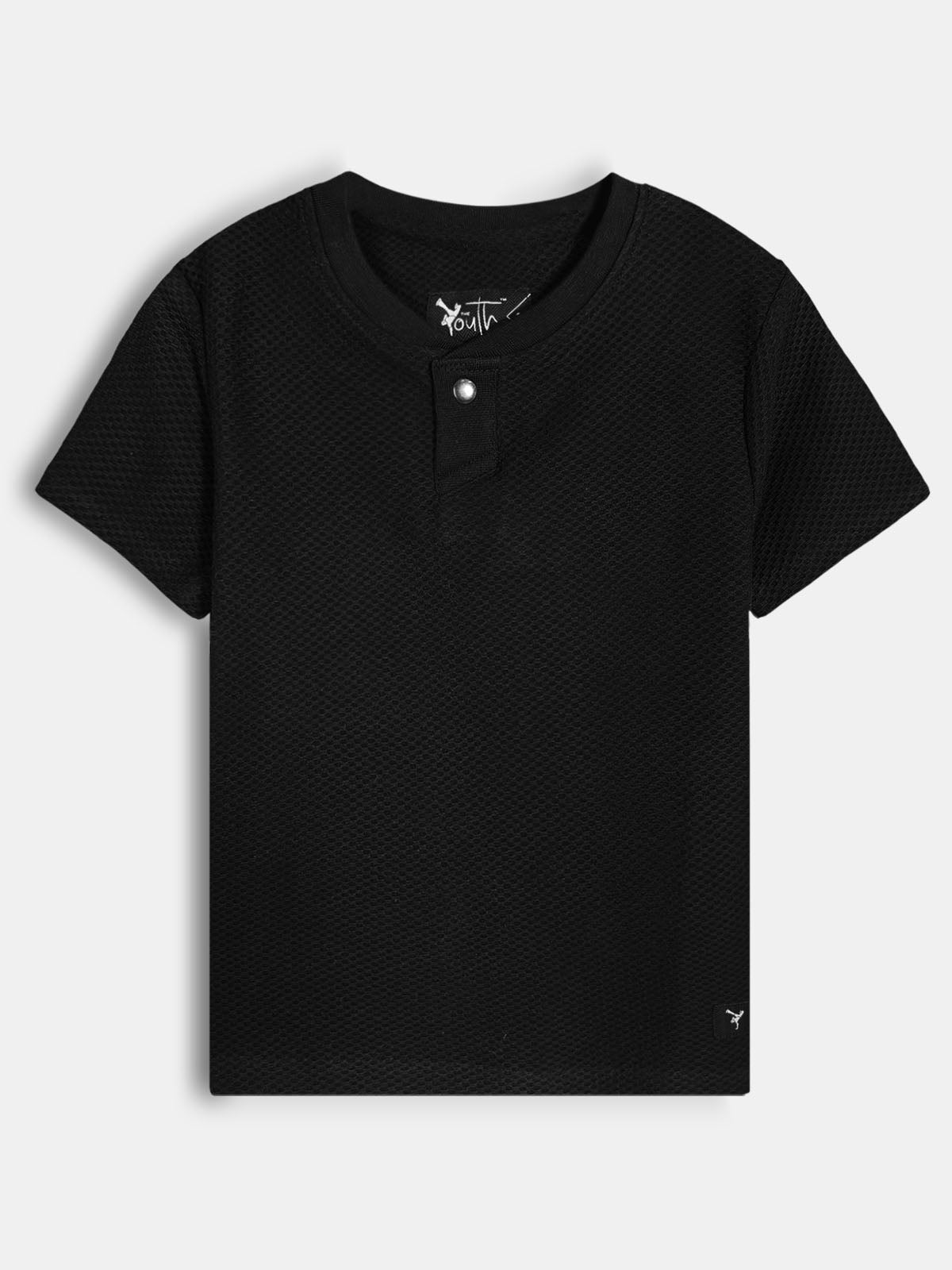 Boys Henley Neck Black T-Shirt