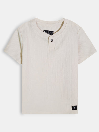 Boys Henley Neck Cream T-Shirt