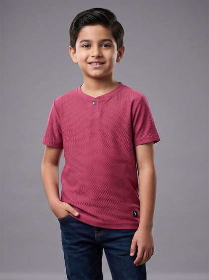 Boys Henley Neck Maroon T-Shirt