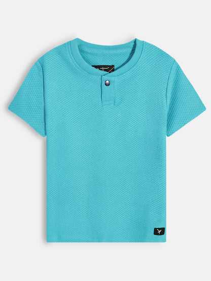 Boys Henley Neck Blue T-Shirt