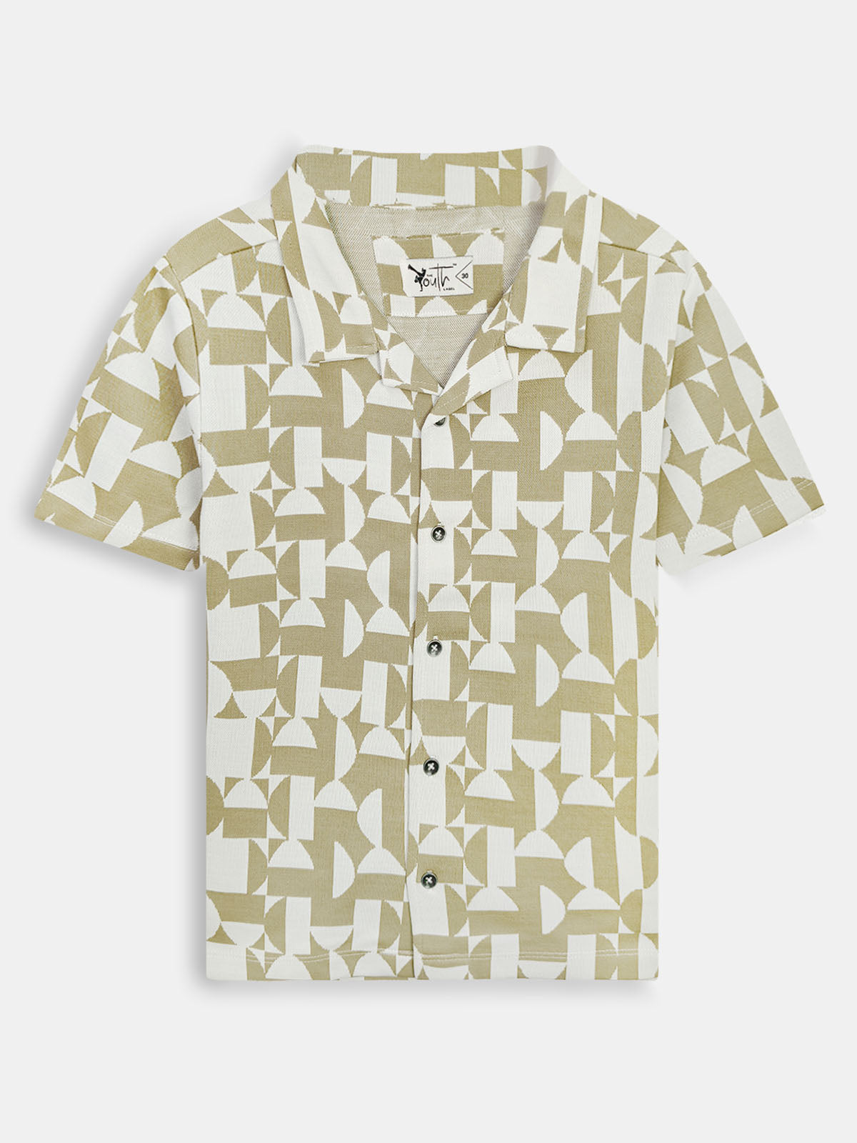 Boys Cuban Collar Shirt Co-Ord Set Green