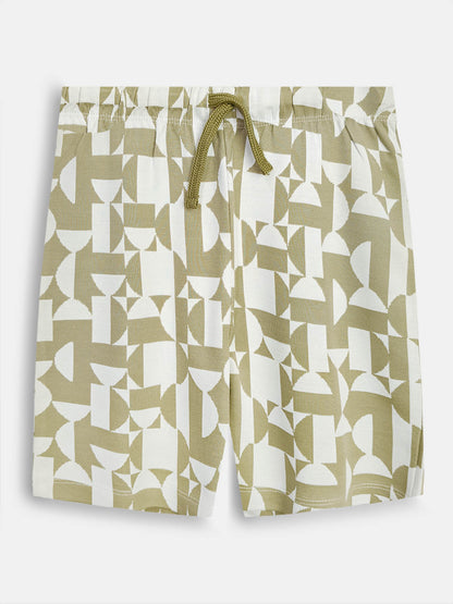 Boys Cuban Collar Shirt Co-Ord Set Green