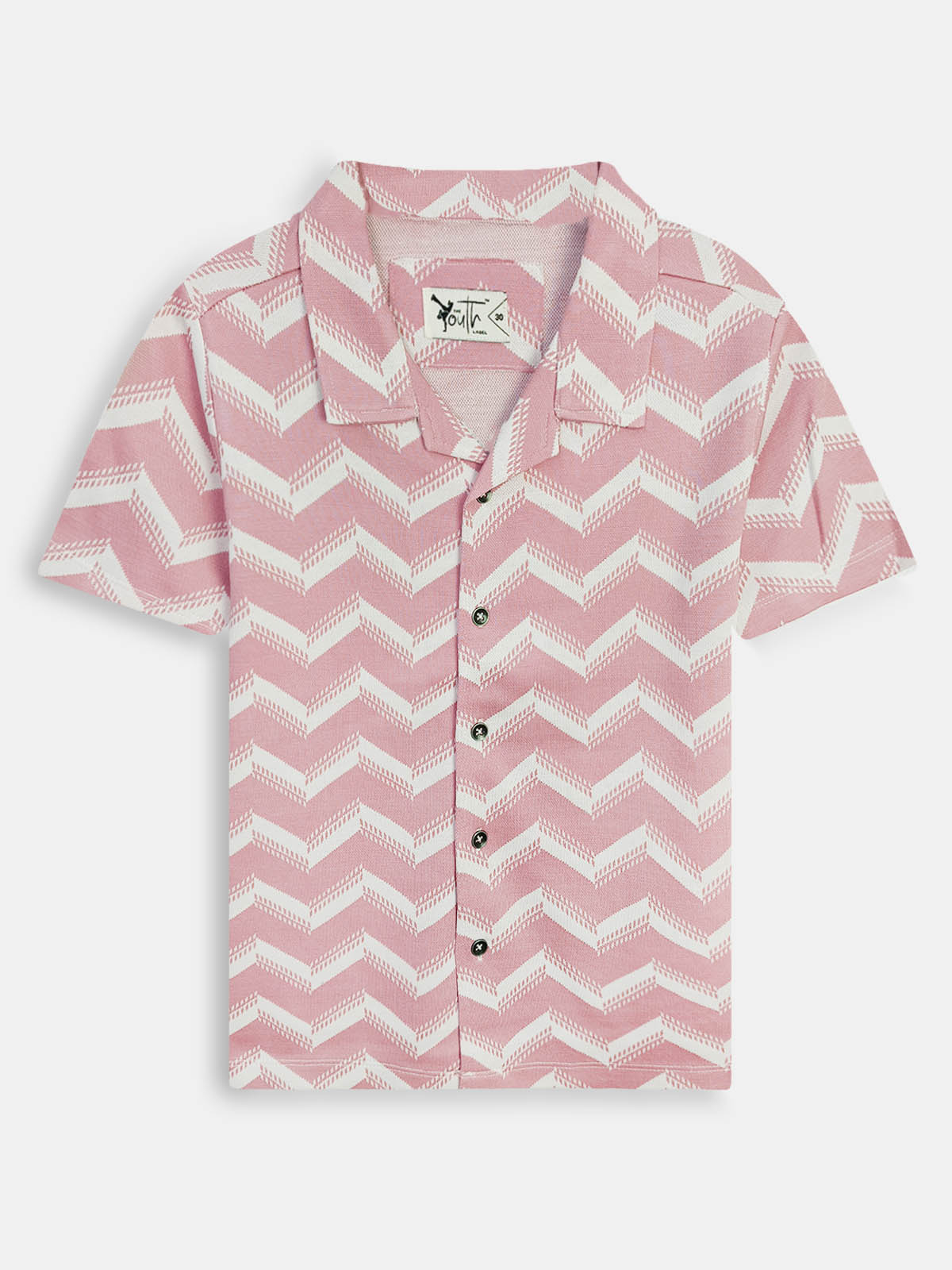 Boys Cuban Collar Shirt Co-Ord Set Pink