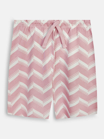 Boys Cuban Collar Shirt Co-Ord Set Pink