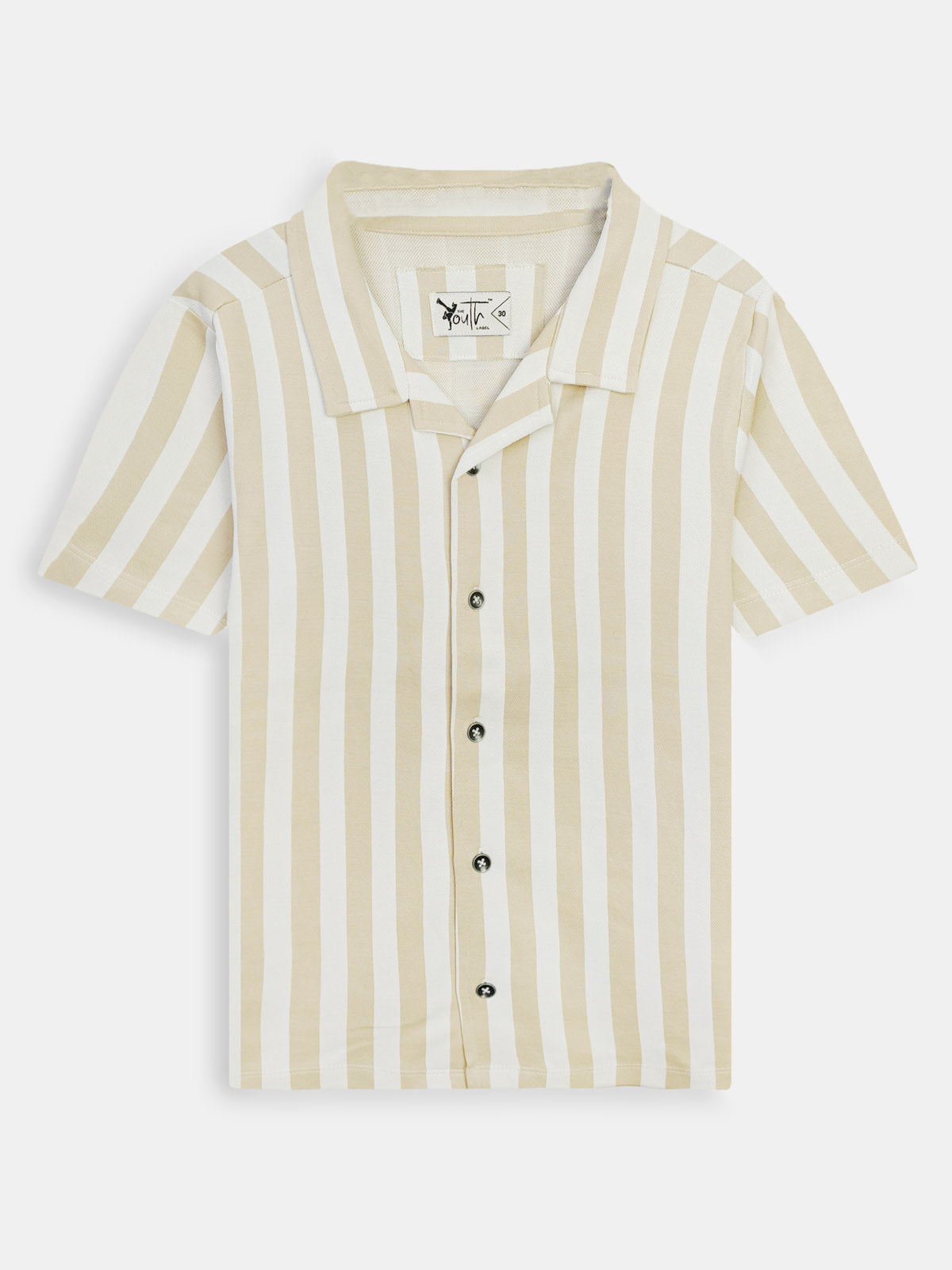 Boys Cuban Collar Shirt Co-Ord Set Brown